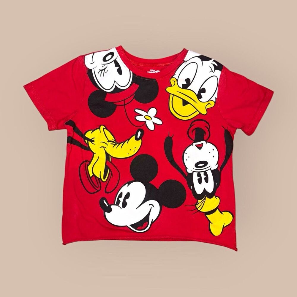 Disney Mickey & Friends Kids Unisex M 7/8 Red Graphic T-Shirt